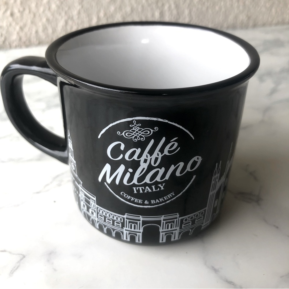 Caffe Milano Ceramic Black and White Mug. 8oz. New - Picture 4 of 5